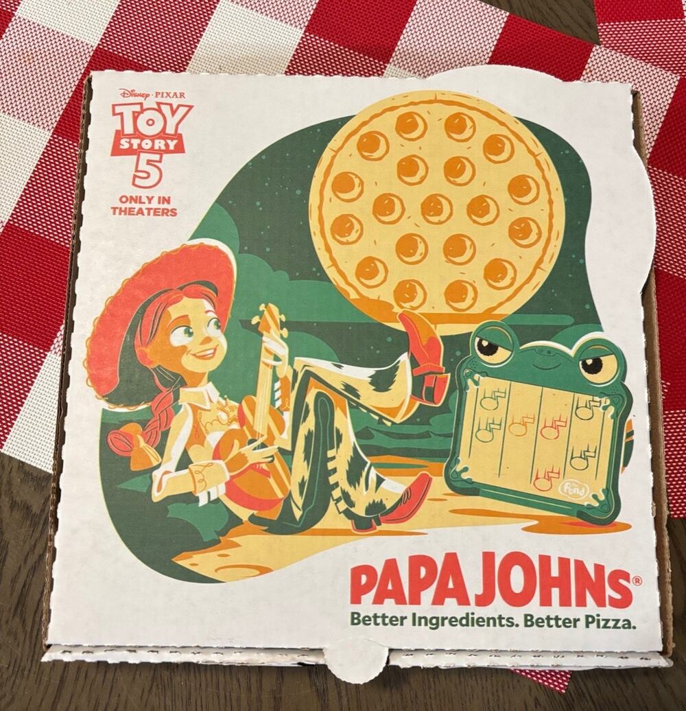 2 Papa John's Toy Story 5 Pizza Empty Boxes 10”Restaurant Original 2026